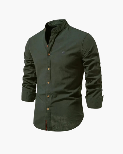 Men's Mandarin Collar Shirt and Shorts Matching Set