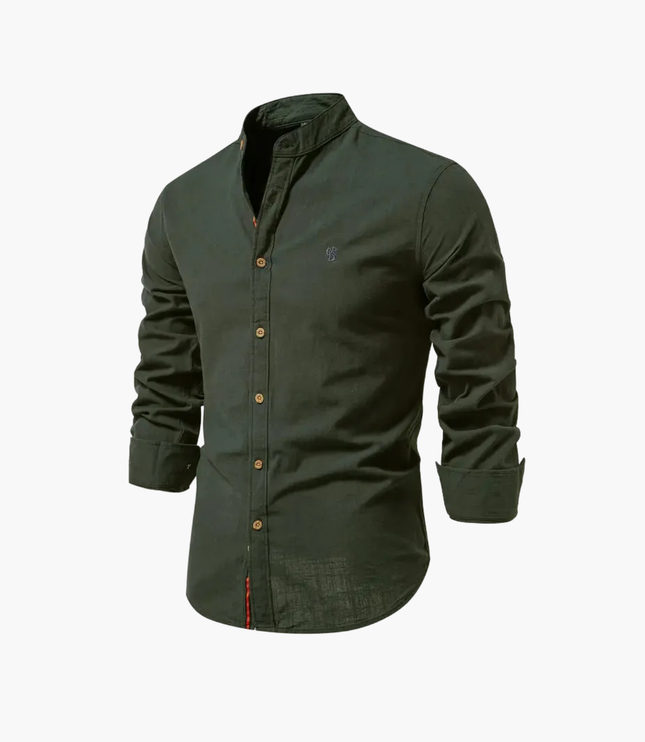Men's Mandarin Collar Shirt and Shorts Matching Set