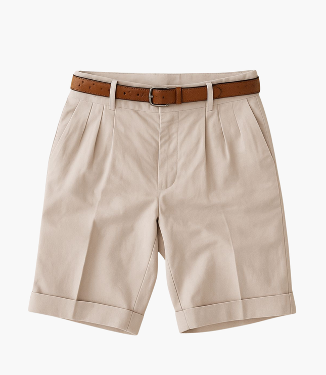 Men's Mandarin Collar Shirt and Shorts Matching Set