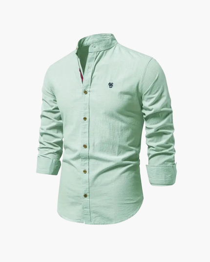 Men's Mandarin Collar Shirt and Shorts Matching Set