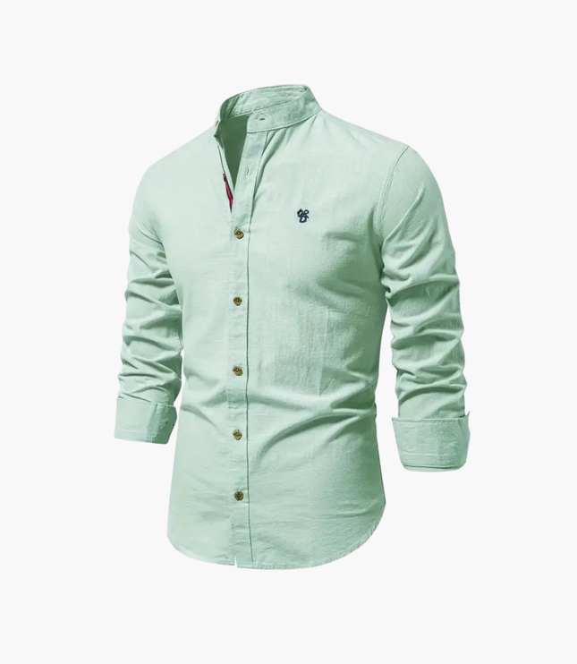 Men's Mandarin Collar Shirt and Shorts Matching Set