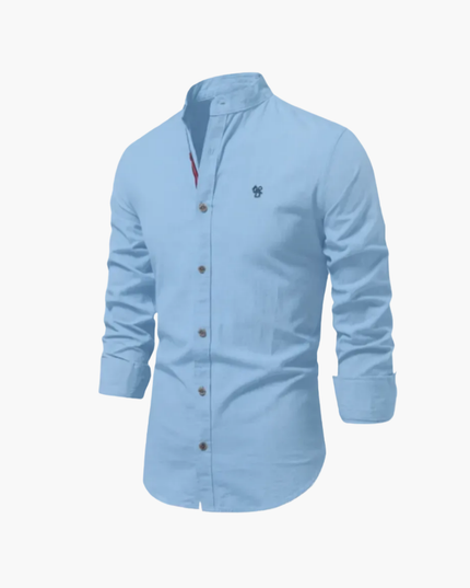 Men's Mandarin Collar Shirt and Shorts Matching Set