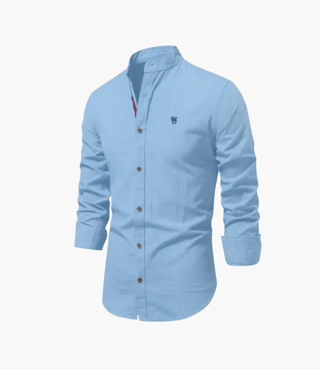 Men's Mandarin Collar Shirt and Shorts Matching Set