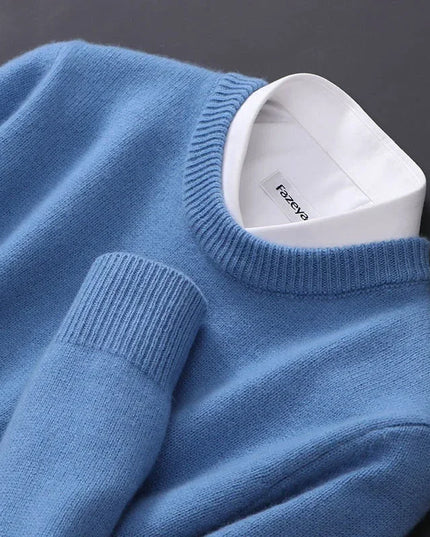 Men's Mock Neck Sweater with Contrast Collar