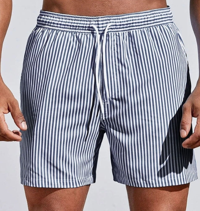 Men's Pinstripe Drawstring Swim Shorts
