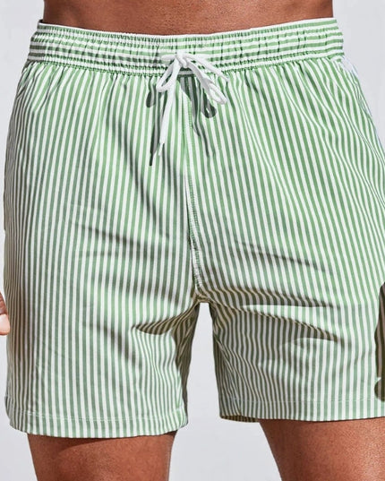 Men's Pinstripe Drawstring Swim Shorts