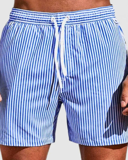Men's Pinstripe Drawstring Swim Shorts