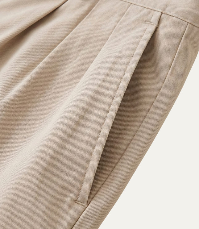 Men's Pleated Chino Shorts with Turn-Up Cuffs