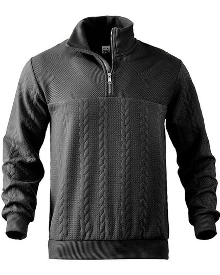 Men's Pullover Sweater with Cable Knit and Quarter Zip