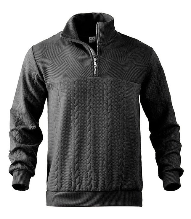 Men's Pullover Sweater with Cable Knit and Quarter Zip