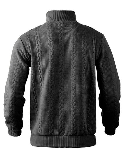 Men's Pullover Sweater with Cable Knit and Quarter Zip