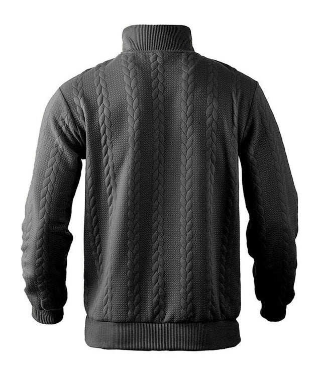 Men's Pullover Sweater with Cable Knit and Quarter Zip