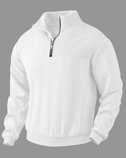 Men's Pullover Sweater with Cable Knit and Quarter Zip