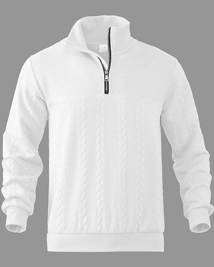 Men's Pullover Sweater with Cable Knit and Quarter Zip