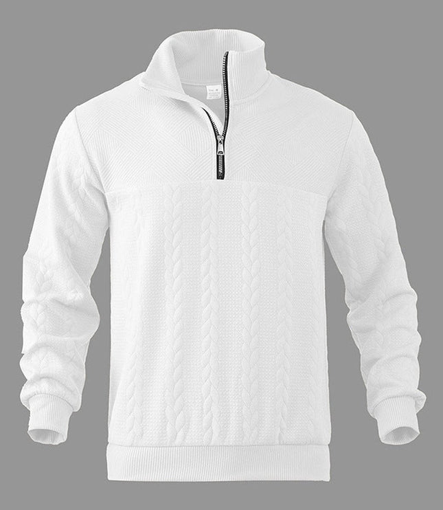 Men's Pullover Sweater with Cable Knit and Quarter Zip
