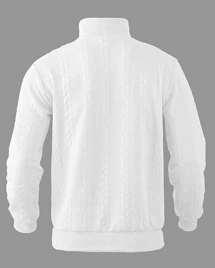 Men's Pullover Sweater with Cable Knit and Quarter Zip