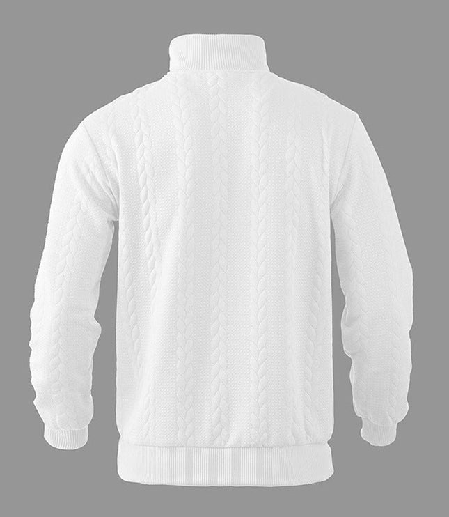 Men's Pullover Sweater with Cable Knit and Quarter Zip