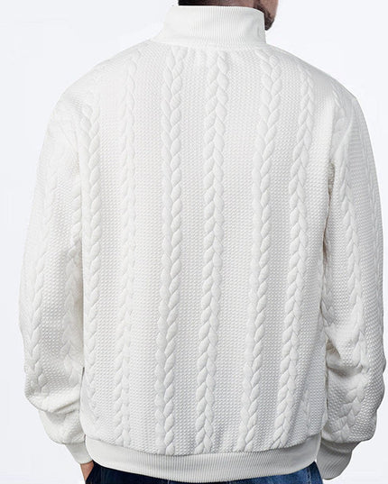 Men's Pullover Sweater with Cable Knit and Quarter Zip