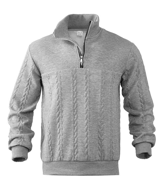 Men's Pullover Sweater with Cable Knit and Quarter Zip