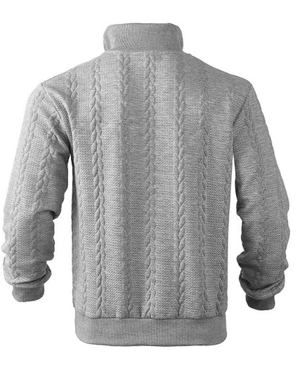 Men's Pullover Sweater with Cable Knit and Quarter Zip
