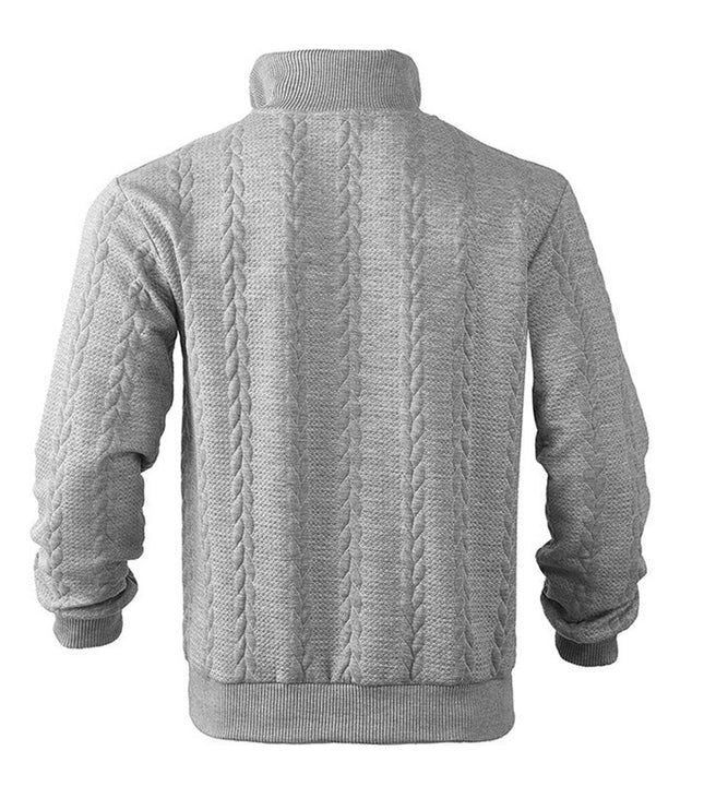 Men's Pullover Sweater with Cable Knit and Quarter Zip