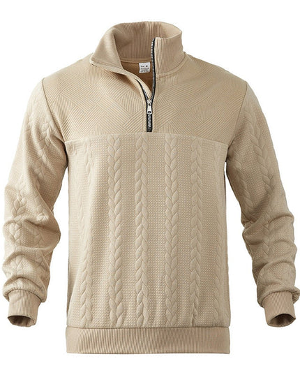 Men's Pullover Sweater with Cable Knit and Quarter Zip