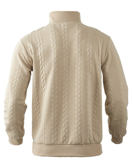 Men's Pullover Sweater with Cable Knit and Quarter Zip
