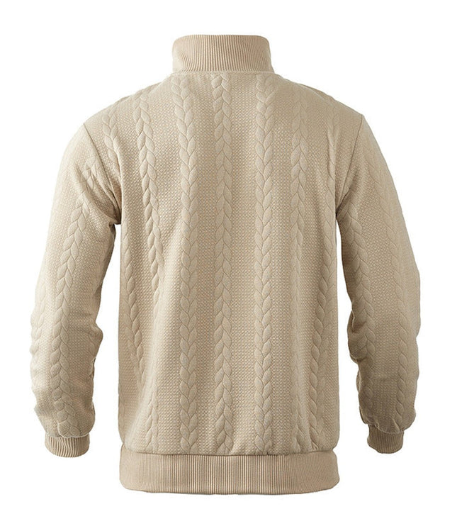 Men's Pullover Sweater with Cable Knit and Quarter Zip