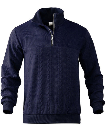 Men's Pullover Sweater with Cable Knit and Quarter Zip