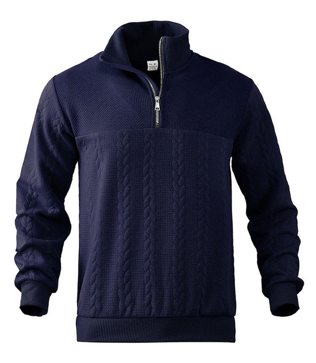 Men's Pullover Sweater with Cable Knit and Quarter Zip