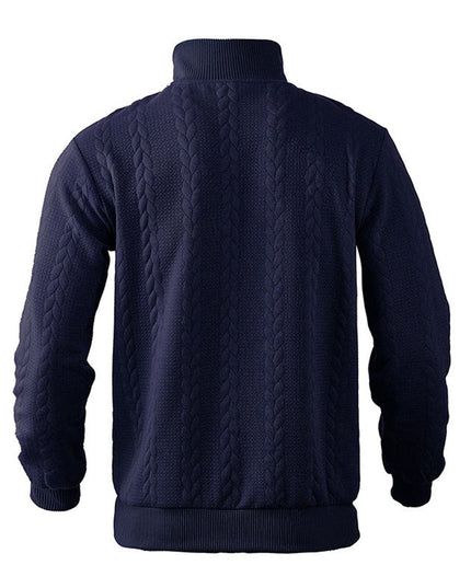 Men's Pullover Sweater with Cable Knit and Quarter Zip