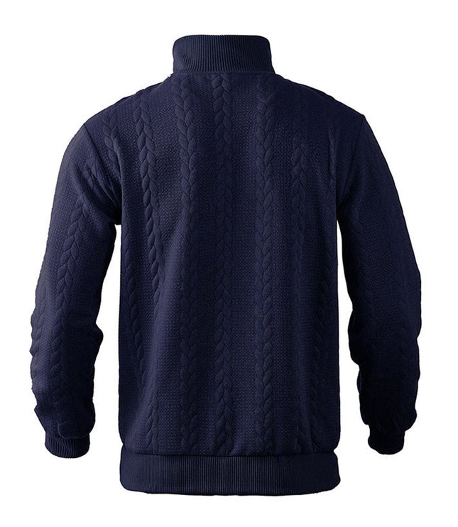 Men's Pullover Sweater with Cable Knit and Quarter Zip