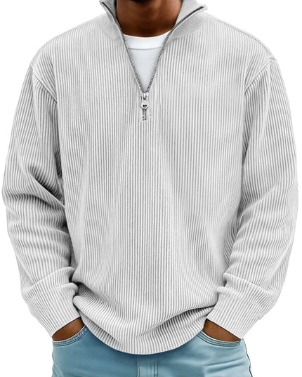 Men's Quarter Zip Sweater with Ribbed Knit Texture