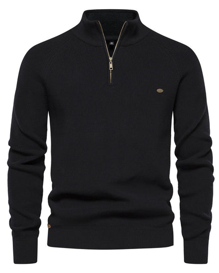 Men's Quarter-Zip Sweater with Ribbed Trim