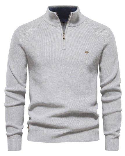 Men's Quarter-Zip Sweater with Ribbed Trim