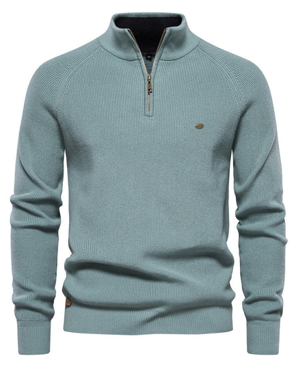 Men's Quarter-Zip Sweater with Ribbed Trim