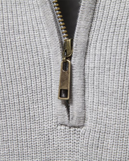 Men's Quarter-Zip Sweater with Ribbed Trim