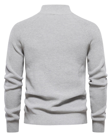 Men's Quarter-Zip Sweater with Ribbed Trim