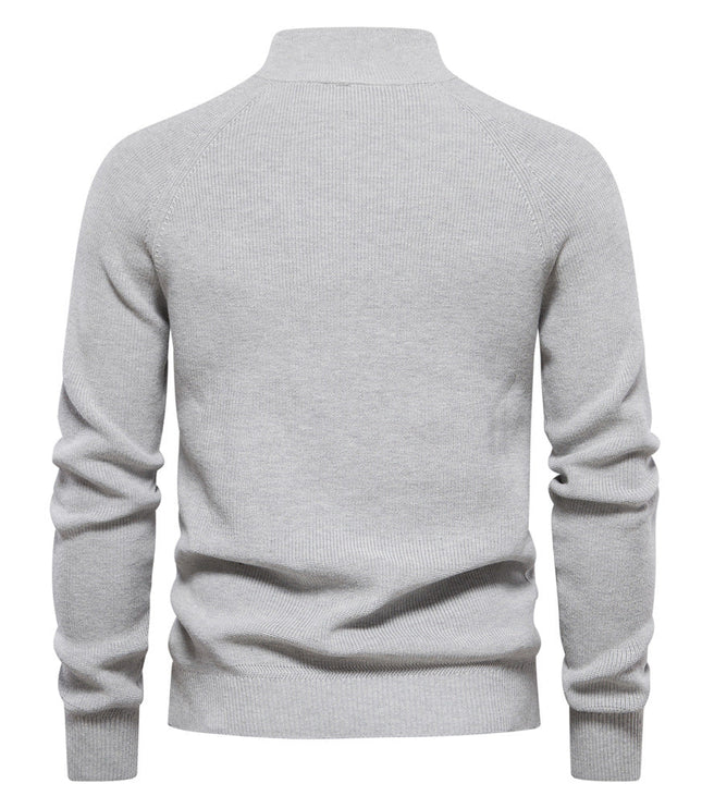 Men's Quarter-Zip Sweater with Ribbed Trim