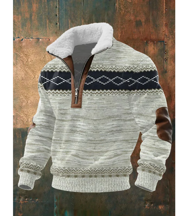 Men's Quarter-Zip Sweater with Sherpa-Lined Collar