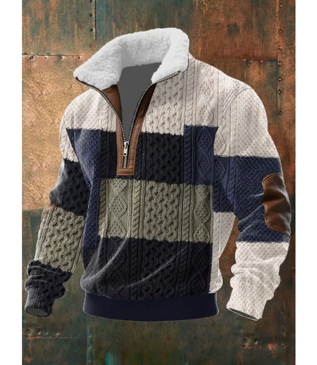 Men's Quarter-Zip Sweater with Sherpa-Lined Collar