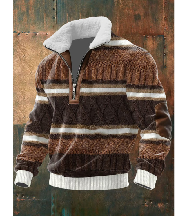 Men's Quarter-Zip Sweater with Sherpa-Lined Collar