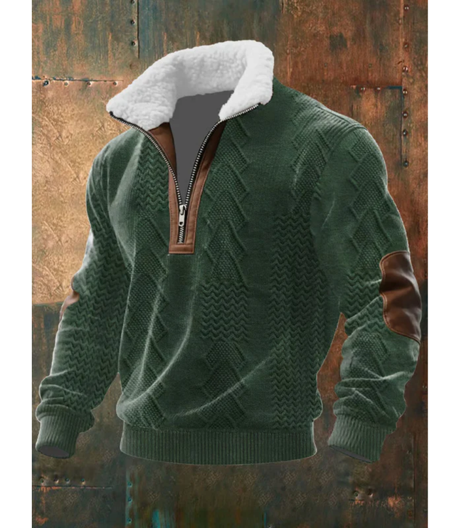 Men's Quarter-Zip Sweater with Sherpa-Lined Collar