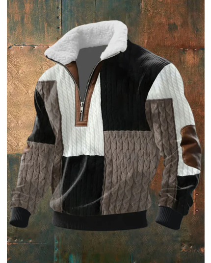 Men's Quarter-Zip Sweater with Sherpa-Lined Collar