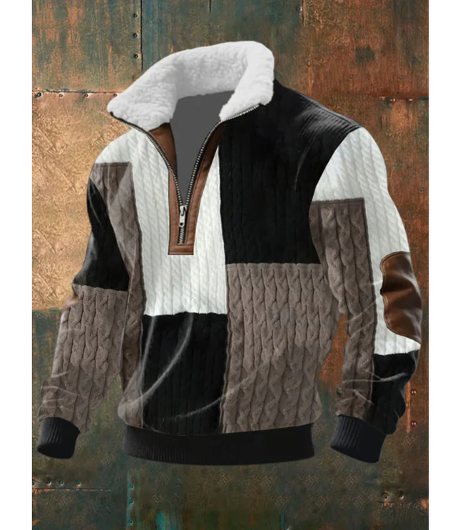 Men's Quarter-Zip Sweater with Sherpa-Lined Collar