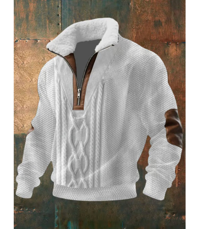 Men's Quarter-Zip Sweater with Sherpa-Lined Collar