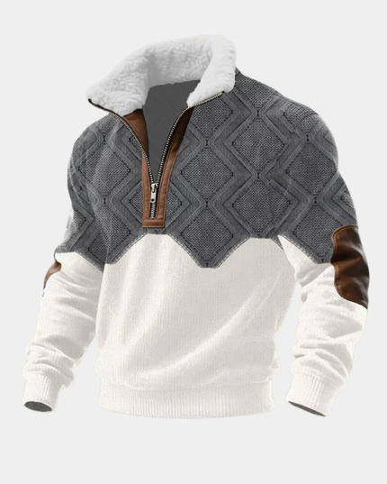 Men's Quarter-Zip Sweater with Sherpa-Lined Collar