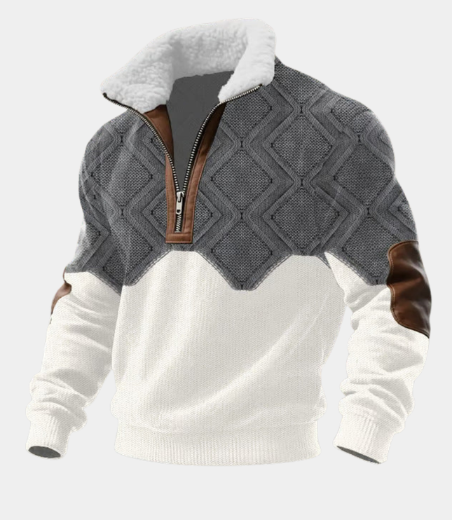 Men's Quarter-Zip Sweater with Sherpa-Lined Collar