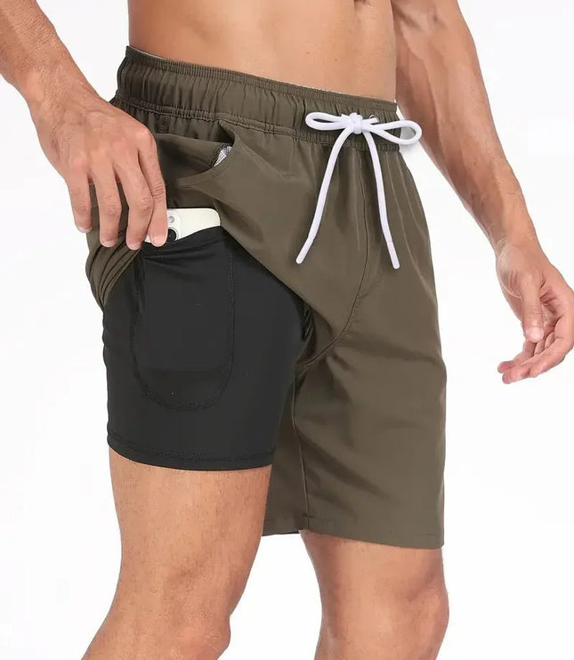 Men's Quick-Dry Swim Shorts with Inner Pocket Liner