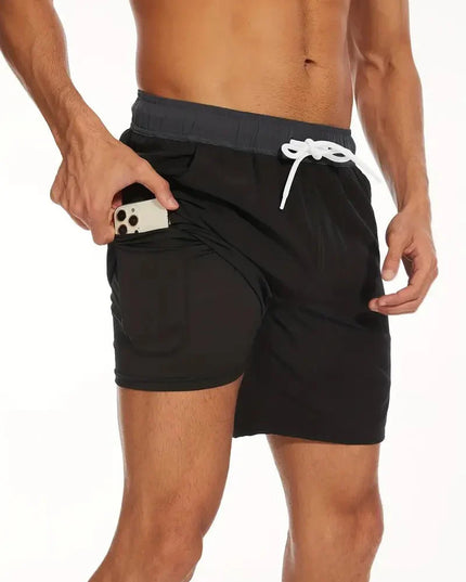 Men's Quick-Dry Swim Shorts with Inner Pocket Liner